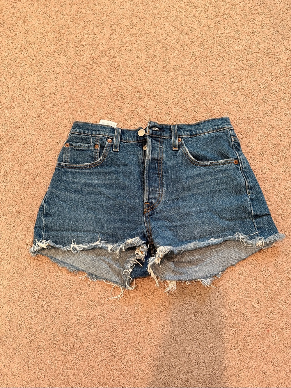 Levi's Blue Distressed High-Rise Jean Shorts